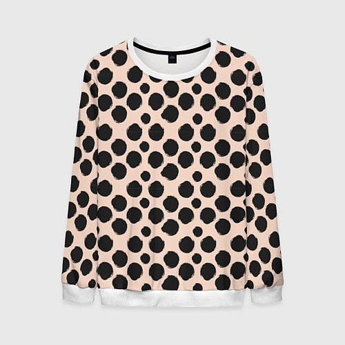 Мужской свитшот Гороховый тренд черный на кремовом / 3D-Белый – фото 1