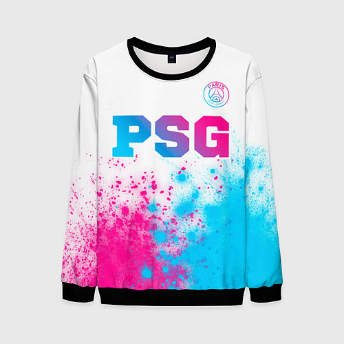 Мужской свитшот PSG neon gradient style посередине / 3D-Черный – фото 1