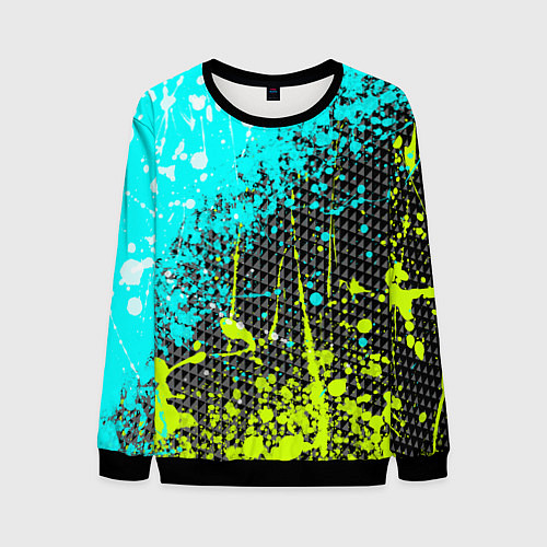 Мужской свитшот Брызги красок с геометрией / 3D-Черный – фото 1