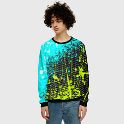 Свитшот мужской Брызги красок с геометрией, цвет: 3D-черный — фото 2
