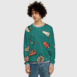 Свитшот мужской Предметы для путешествий, транспорт, цвет: 3D-меланж — фото 2
