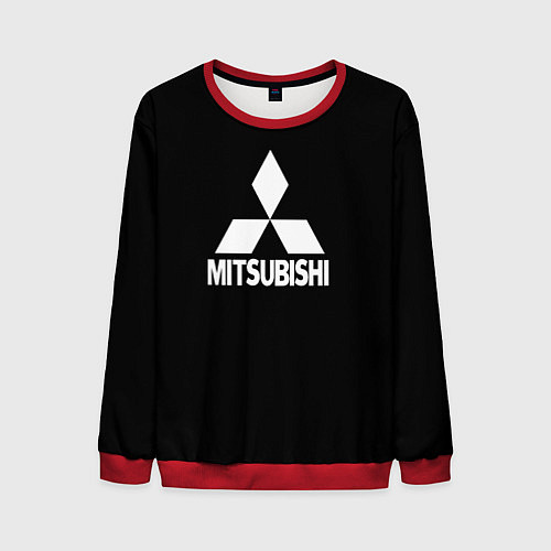 Мужской свитшот Mitsubishi logo white / 3D-Красный – фото 1