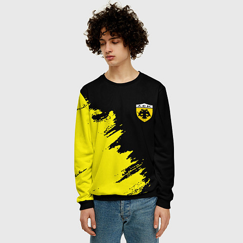 Мужской свитшот AEK sport color yellow / 3D-Черный – фото 3