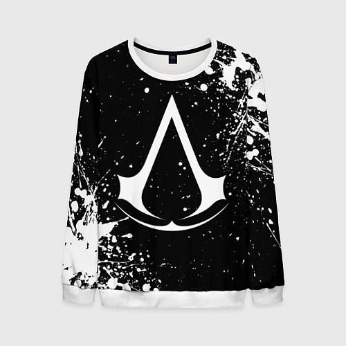 Мужской свитшот White logo of assasin / 3D-Белый – фото 1