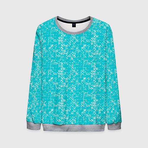 Мужской свитшот Бело-голубой паттерн квадратики / 3D-Меланж – фото 1