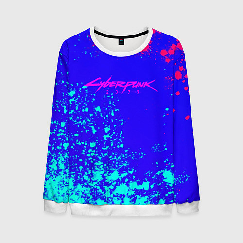 Мужской свитшот Cyberpunk neon steel / 3D-Белый – фото 1