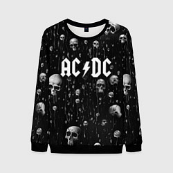 Свитшот мужской AC DC - черепа с подтеками, цвет: 3D-черный