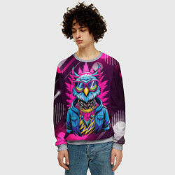 Свитшот мужской Стильная сова в одежде, цвет: 3D-меланж — фото 2