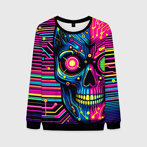 Мужской свитшот Pop art skull - ai art / 3D-Черный – фото 1