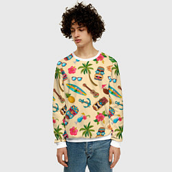Свитшот мужской Vacation travel и тотемы индейцев, цвет: 3D-белый — фото 2