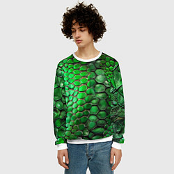 Свитшот мужской Зеленая змеиная кожа, цвет: 3D-белый — фото 2