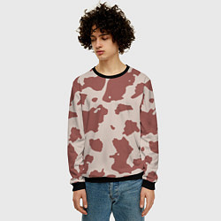 Свитшот мужской Коровий паттерн коричневого цвета, цвет: 3D-черный — фото 2