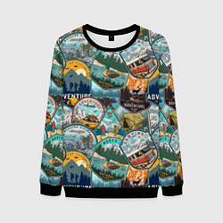 Свитшот мужской Adventure stickers, цвет: 3D-черный