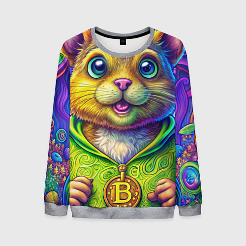 Мужской свитшот Хомяк и биткоин / 3D-Меланж – фото 1