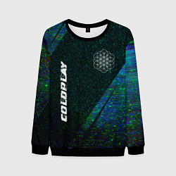 Свитшот мужской Coldplay glitch blue, цвет: 3D-черный