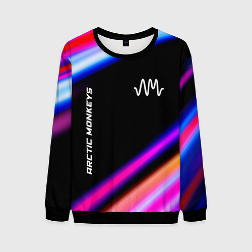 Мужской свитшот Arctic Monkeys neon rock lights / 3D-Черный – фото 1