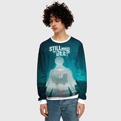 Свитшот мужской Still wakes the deep силуэт, цвет: 3D-белый — фото 2