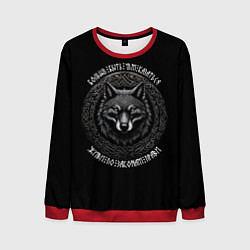 Свитшот мужской Волк в орнаменте - живи по законам прави, цвет: 3D-красный