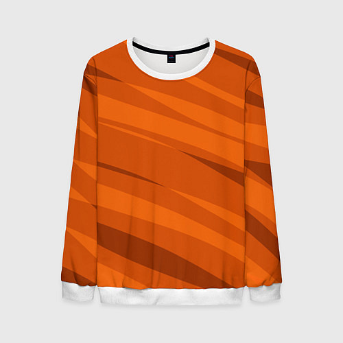 Мужской свитшот Тёмный оранжевый полосами / 3D-Белый – фото 1