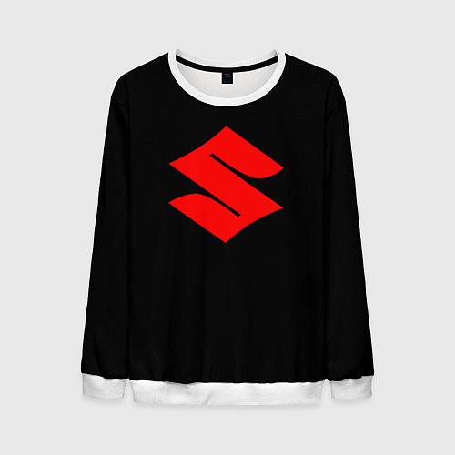 Мужской свитшот Suzuki red logo / 3D-Белый – фото 1