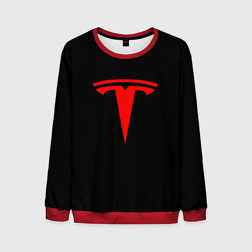 Мужской свитшот Tesla red logo / 3D-Красный – фото 1