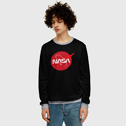 Свитшот мужской Nasa logo red, цвет: 3D-меланж — фото 2