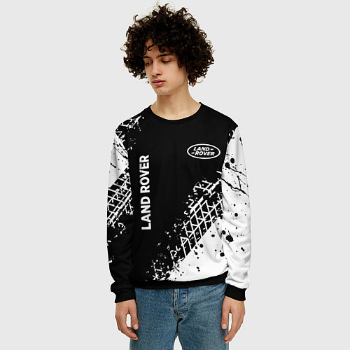 Мужской свитшот Ленд Ровер: следы от шин / 3D-Черный – фото 3