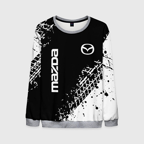 Мужской свитшот Мазда: следы от шин / 3D-Меланж – фото 1