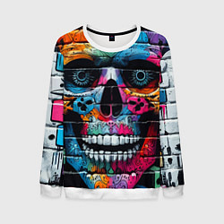 Свитшот мужской Crazy color skull - graffiti, цвет: 3D-белый