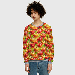 Свитшот мужской Вкусные яблоки паттерн, цвет: 3D-меланж — фото 2