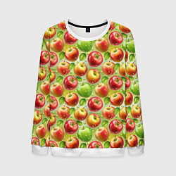 Свитшот мужской Натуральные яблоки паттерн, цвет: 3D-белый