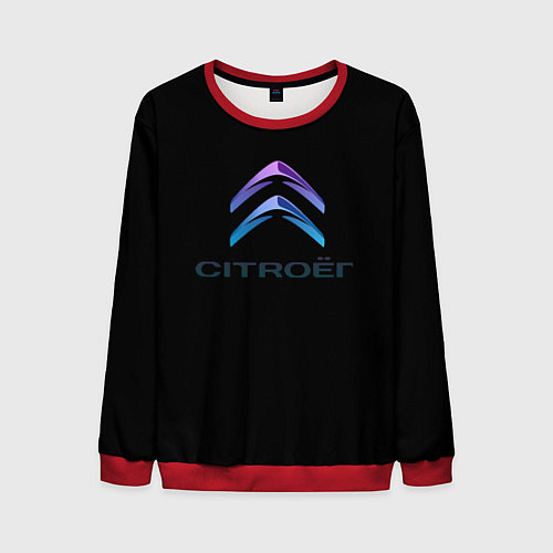 Мужской свитшот Citroen logo neon / 3D-Красный – фото 1