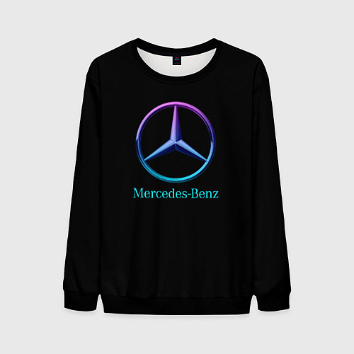 Мужской свитшот Mercedes neon logo / 3D-Черный – фото 1