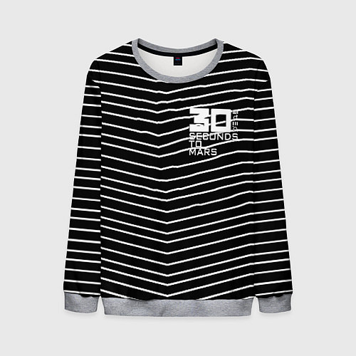 Мужской свитшот Thirty Seconds to Mars pattern optic / 3D-Меланж – фото 1