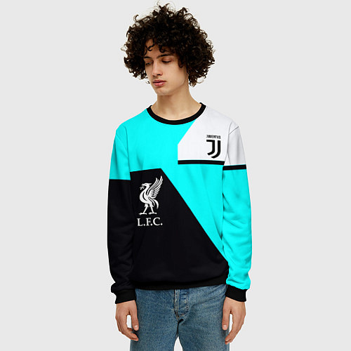 Мужской свитшот Juventus x Liverpool geometry / 3D-Черный – фото 3