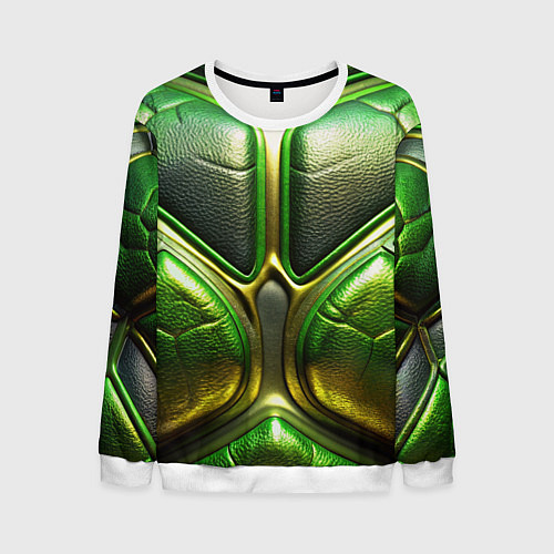 Мужской свитшот Объемная зеленая текстурная кожа / 3D-Белый – фото 1