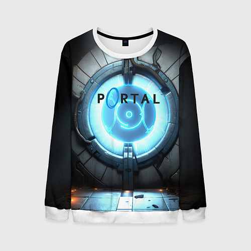 Мужской свитшот Portal logo game / 3D-Белый – фото 1