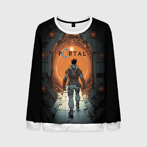 Мужской свитшот Вперед в портал / 3D-Белый – фото 1