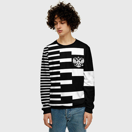 Мужской свитшот Россия геометрия / 3D-Черный – фото 3