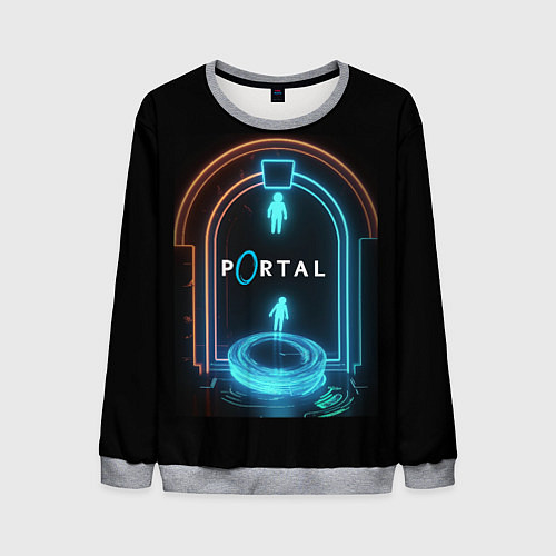 Мужской свитшот Portal neon style logo / 3D-Меланж – фото 1