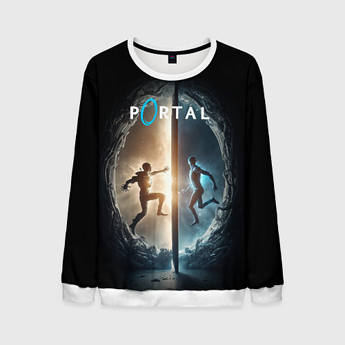 Мужской свитшот Люди в портале / 3D-Белый – фото 1