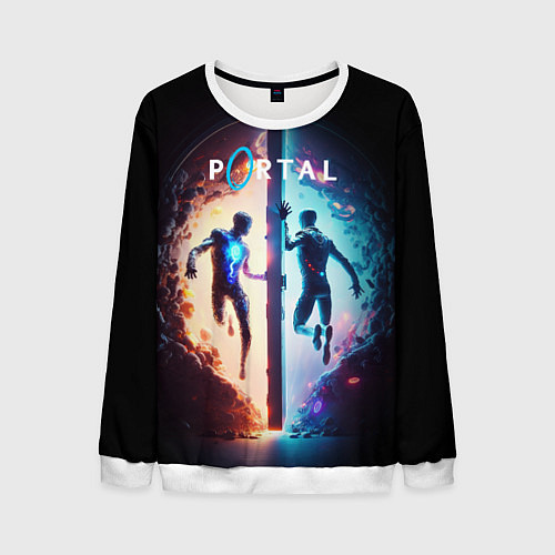 Мужской свитшот Portal люди в прыжке / 3D-Белый – фото 1