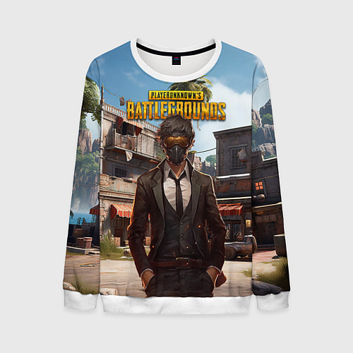 Мужской свитшот PUBG персонаж в маске / 3D-Белый – фото 1