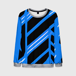 Свитшот мужской Black and white stripes on a blue background, цвет: 3D-меланж