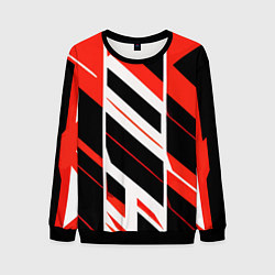 Мужской свитшот Black and red stripes on a white background