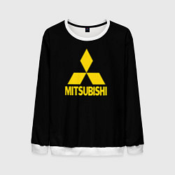 Свитшот мужской Mitsubishi logo yelow, цвет: 3D-белый