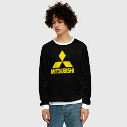 Свитшот мужской Mitsubishi logo yelow, цвет: 3D-белый — фото 2