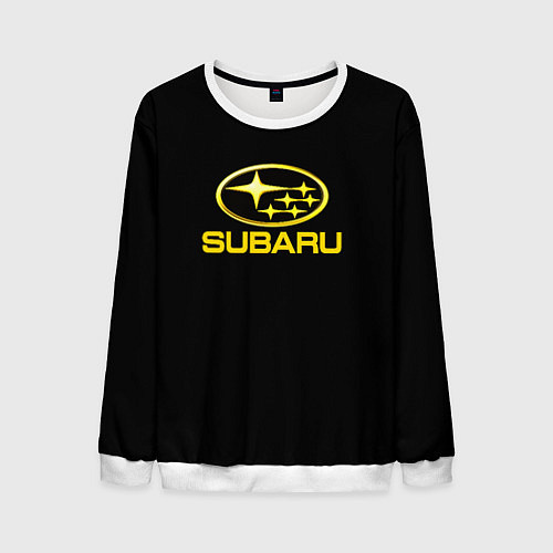 Мужской свитшот Subaru logo yellow / 3D-Белый – фото 1