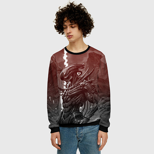 Мужской свитшот Воинствующий ксеноморф / 3D-Черный – фото 3