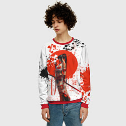 Свитшот мужской Женщина самурай, цвет: 3D-красный — фото 2